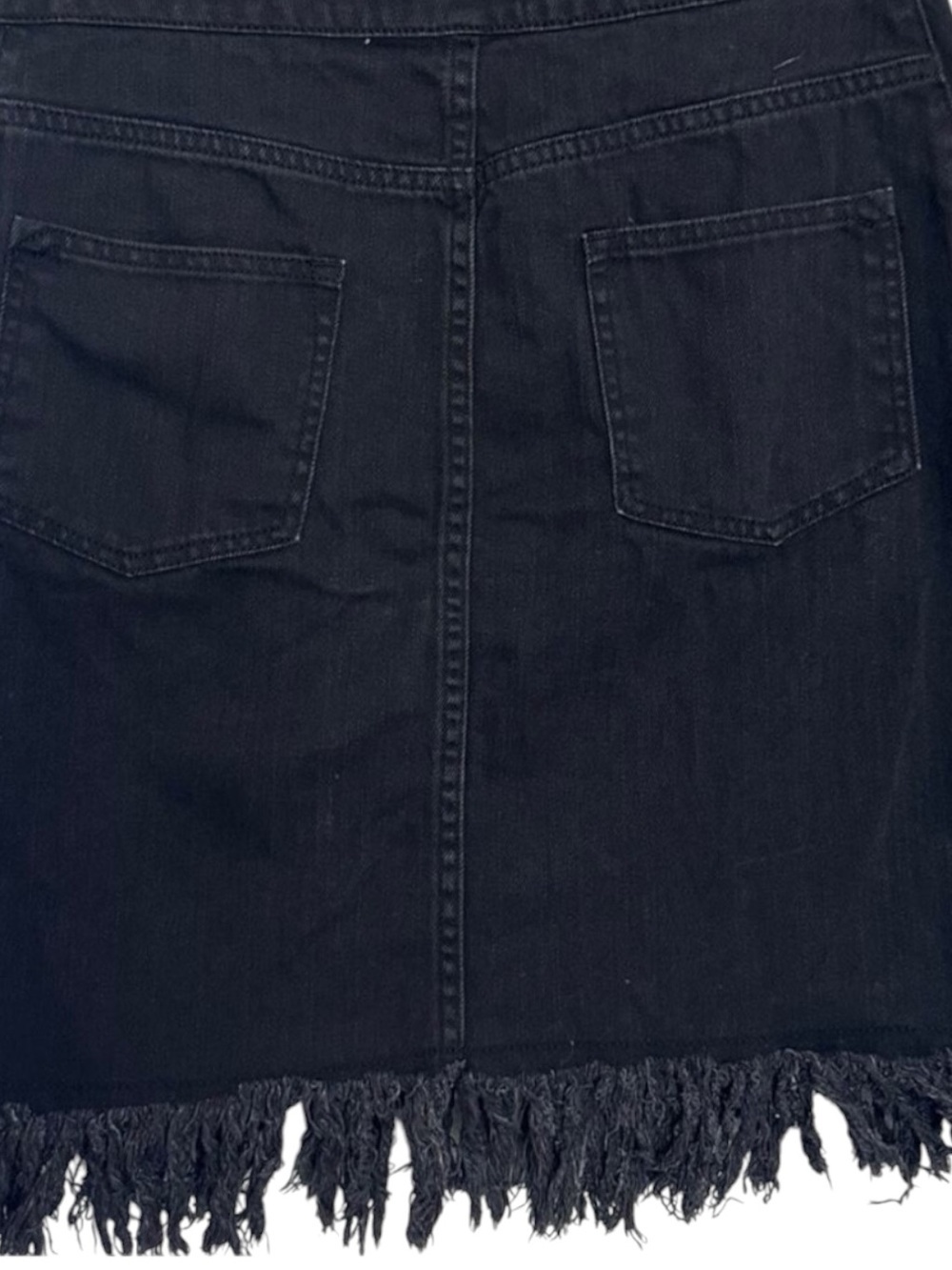 Anthropologie Pilcro and the Letterpress Black Fringe Denim Skirt 6 Button Front - Picture 6 of 9